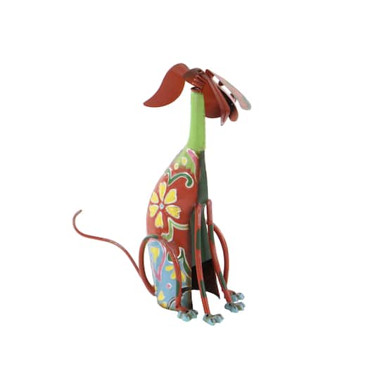17" Iron Eclectic Dog Garden Sculpture